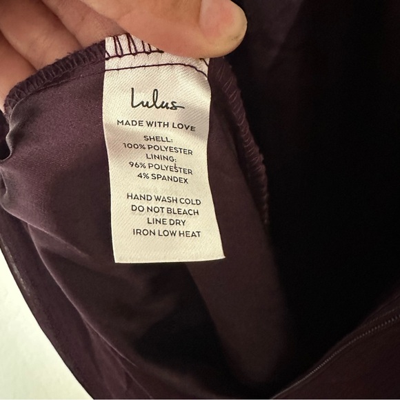 Lulu's Deep V-Neck Plum Long Sleeve Dress - Picture 7 of 7